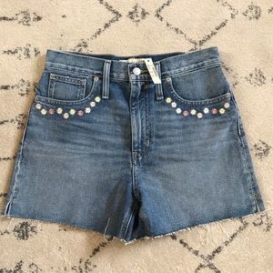 MADEWELL NWT Perfect Jean Short Floral Embroidered